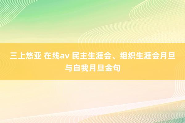三上悠亚 在线av 民主生涯会、组织生涯会月旦与自我月旦金句