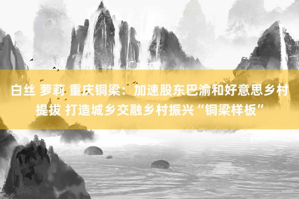 白丝 萝莉 重庆铜梁：加速股东巴渝和好意思乡村提拔 打造城乡交融乡村振兴“铜梁样板”