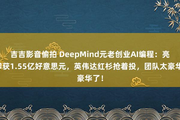 吉吉影音偷拍 DeepMind元老创业AI编程：亮相即获1.55亿好意思元，英伟达红杉抢着投，团队太豪华了！